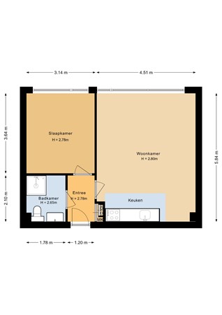 Plattegrond - Pastoor Petersstraat 172-22, 5612 LW Eindhoven - Appartement - 2D.jpg